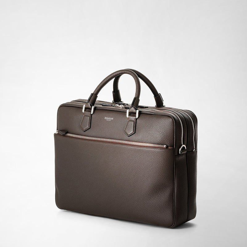 Serapian Borsa business grande in pelle cachemire espresso Presa