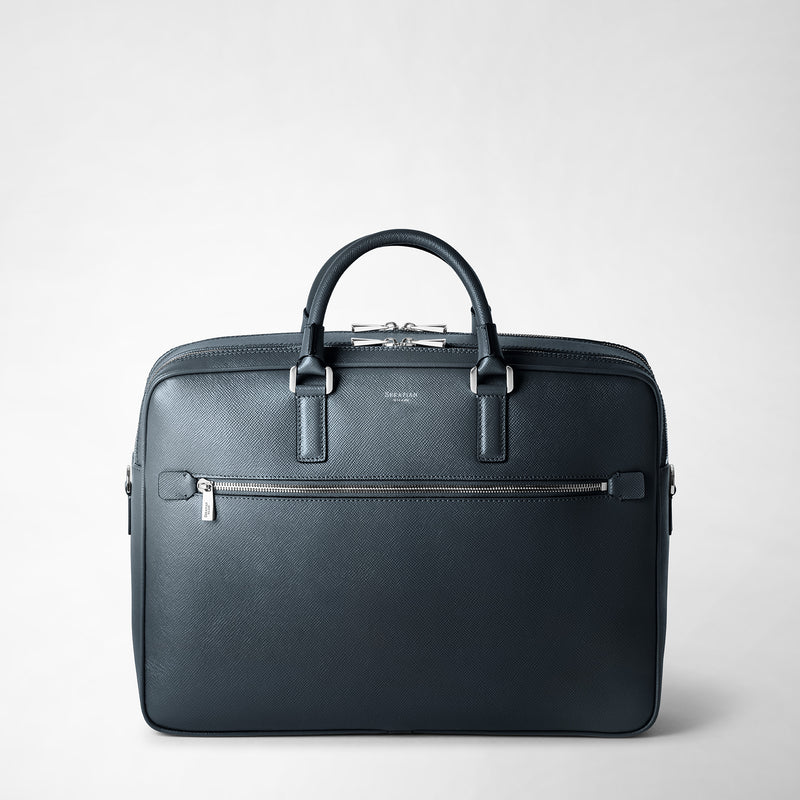 Serapian Borsa business doppio scomparto pelle evoluzione blu Online