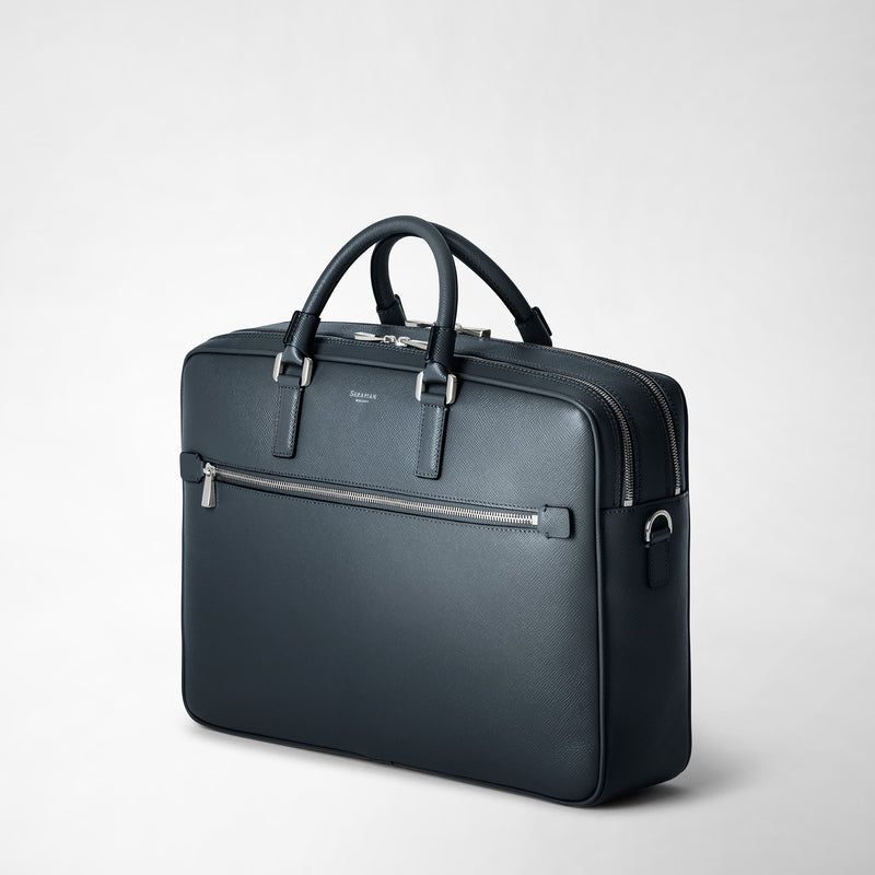 Serapian Borsa business doppio scomparto pelle evoluzione blu Online