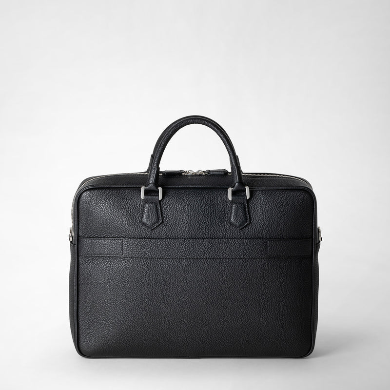 Serapian Borsa business slim in pelle cachemire nero Vendita Calda