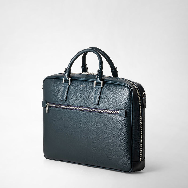 Serapian Borsa business slim in pelle evoluzione blu navy Saldi Di Fabbrica