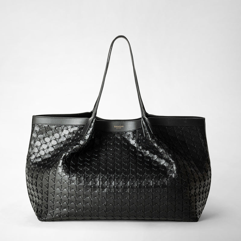 Serapian Tote bag secret in mosaico nero Italy