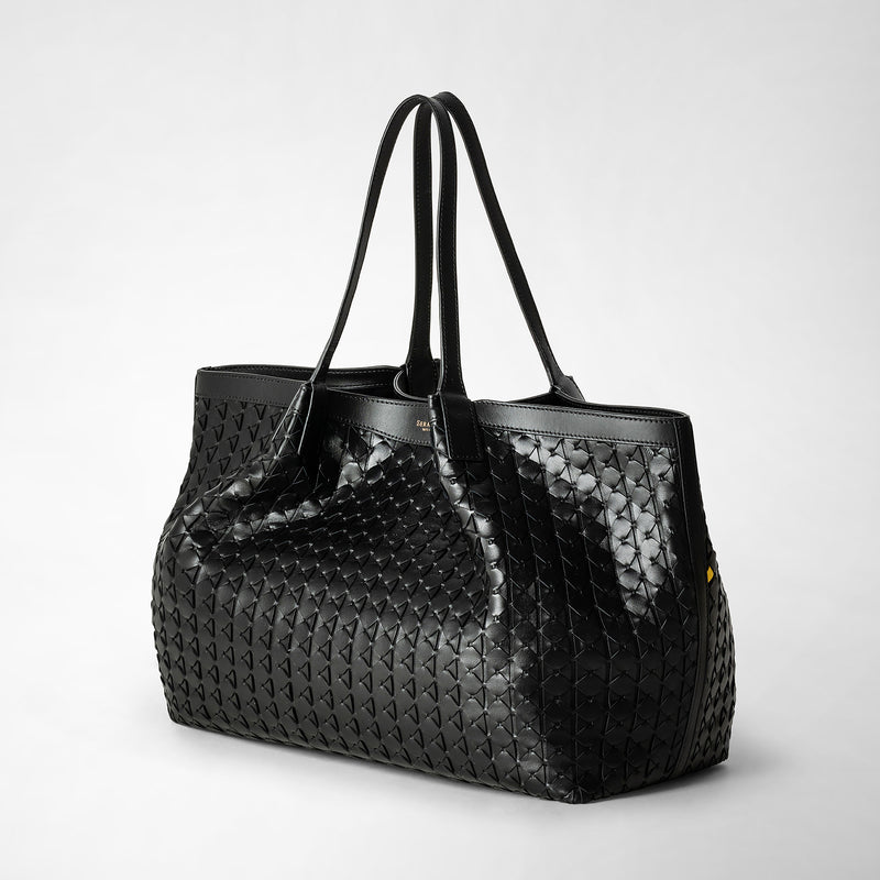 Serapian Tote bag secret in mosaico nero Italy