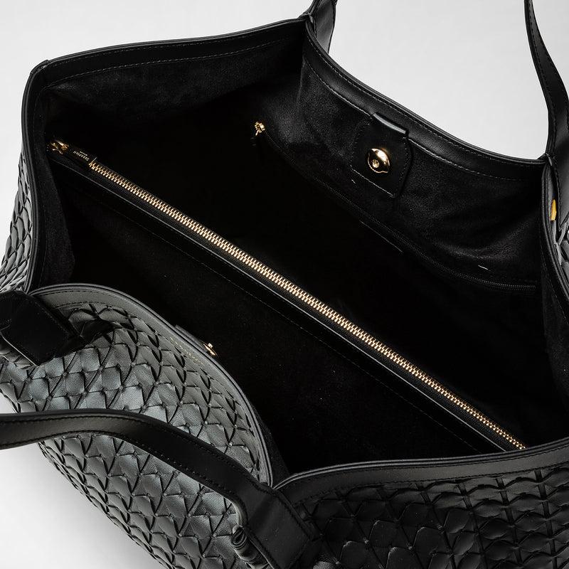 Serapian Tote bag secret in mosaico nero Italy