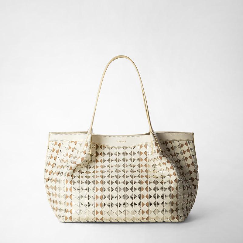 Serapian TOTE BAG SECRET PICCOLA IN MOSAICO ED ELAPHE Nuovo