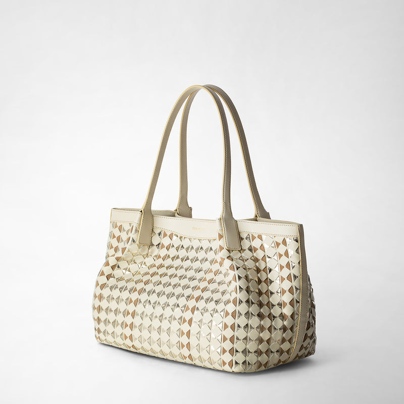 Serapian TOTE BAG SECRET PICCOLA IN MOSAICO ED ELAPHE Nuovo