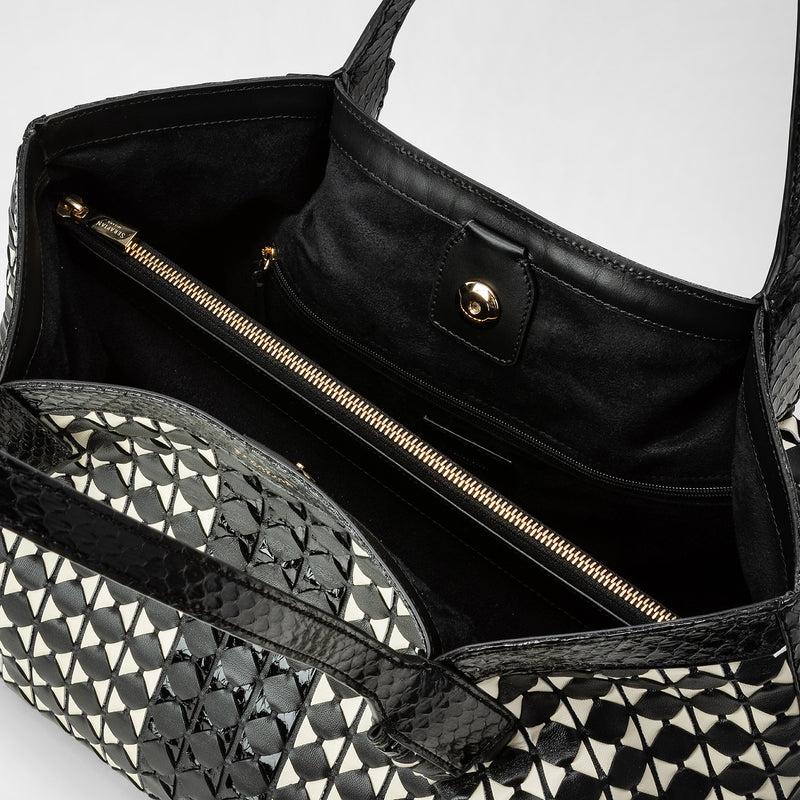 Serapian Small secret tote bag mosaico elaphe black- off white Qualità