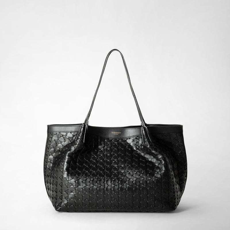 Serapian Tote bag secret piccola in mosaico nero Vendita