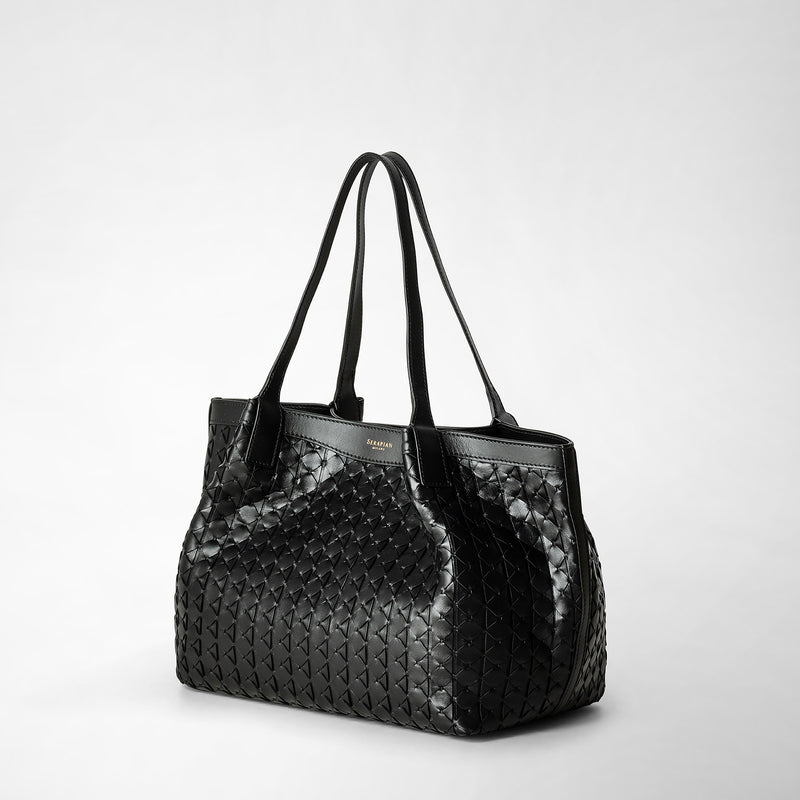 Serapian Tote bag secret piccola in mosaico nero Vendita