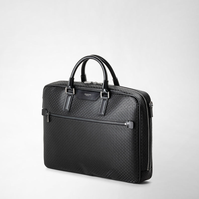 Serapian Borsa business slim in stepan nero-nero eclissi Qualità Garantita
