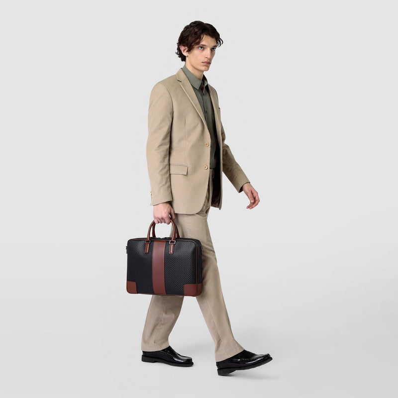 Serapian Borsa business slim in stepan nero cuoio Negozi Online