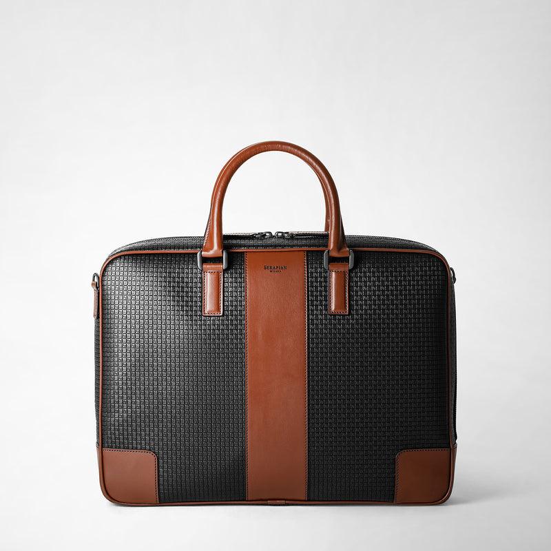 Serapian Borsa business slim in stepan nero cuoio Negozi Online