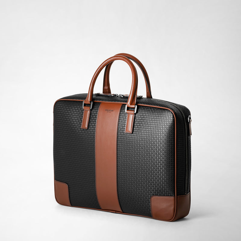 Serapian Borsa business slim in stepan nero cuoio Negozi Online