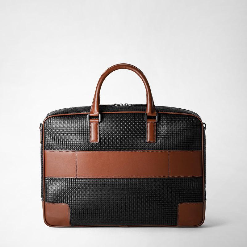 Serapian Borsa business slim in stepan nero cuoio Negozi Online