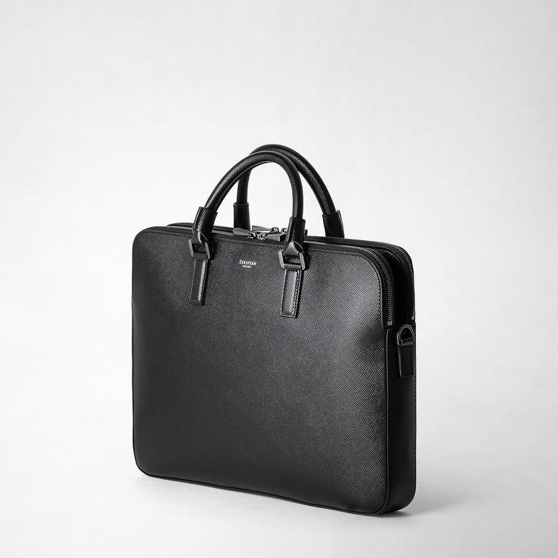 Serapian Borsa business slim doppia zip pelle evoluzione nero Consegna Veloce