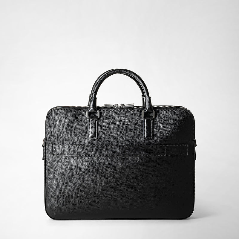 Serapian Borsa business slim doppia zip pelle evoluzione nero Consegna Veloce