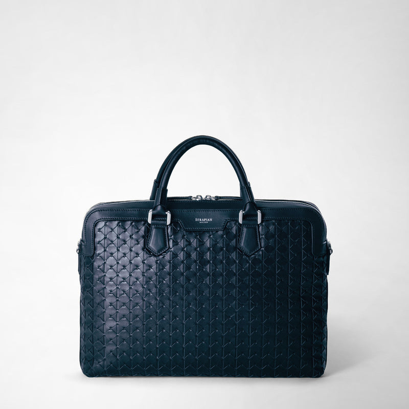 Serapian Extra slim briefcase in mosaico navy blue Shopping Online