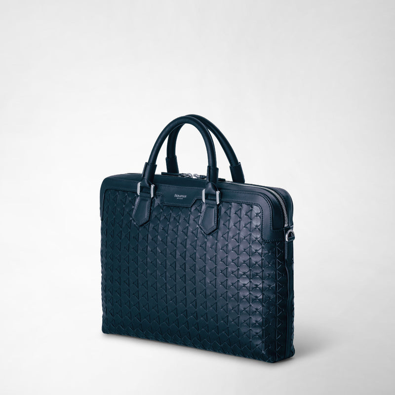 Serapian Extra slim briefcase in mosaico navy blue Shopping Online