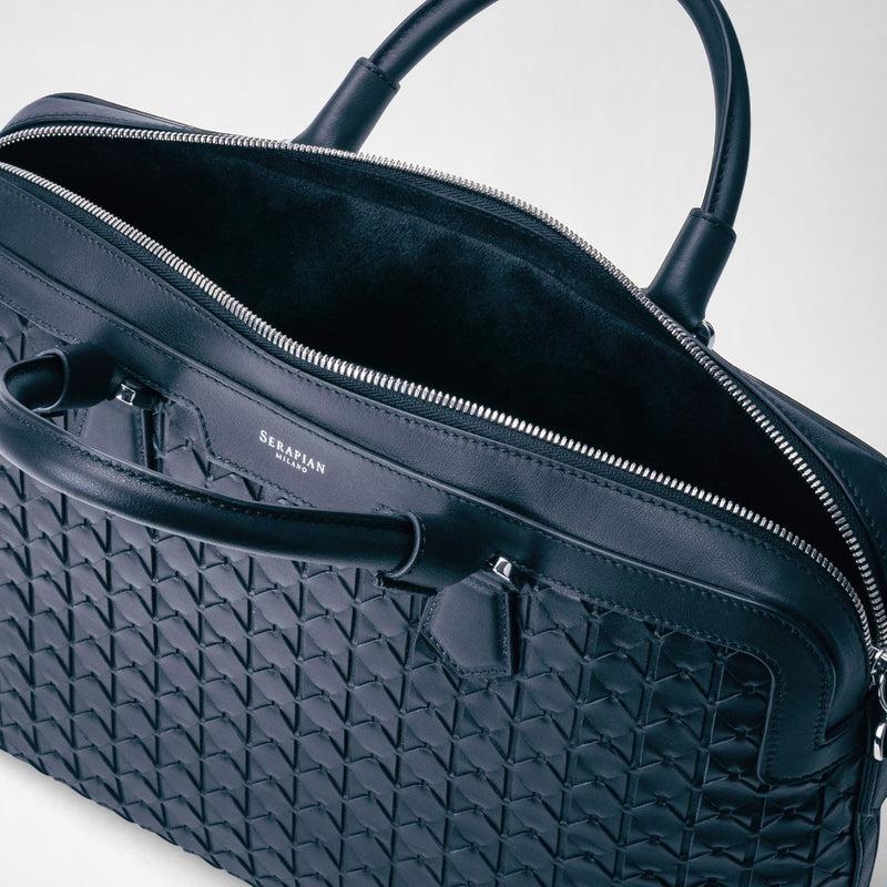 Serapian Extra slim briefcase in mosaico navy blue Shopping Online