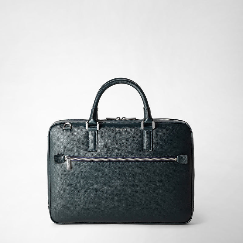 Serapian Borsa business extra slim in pelle evoluzione blu navy Presa