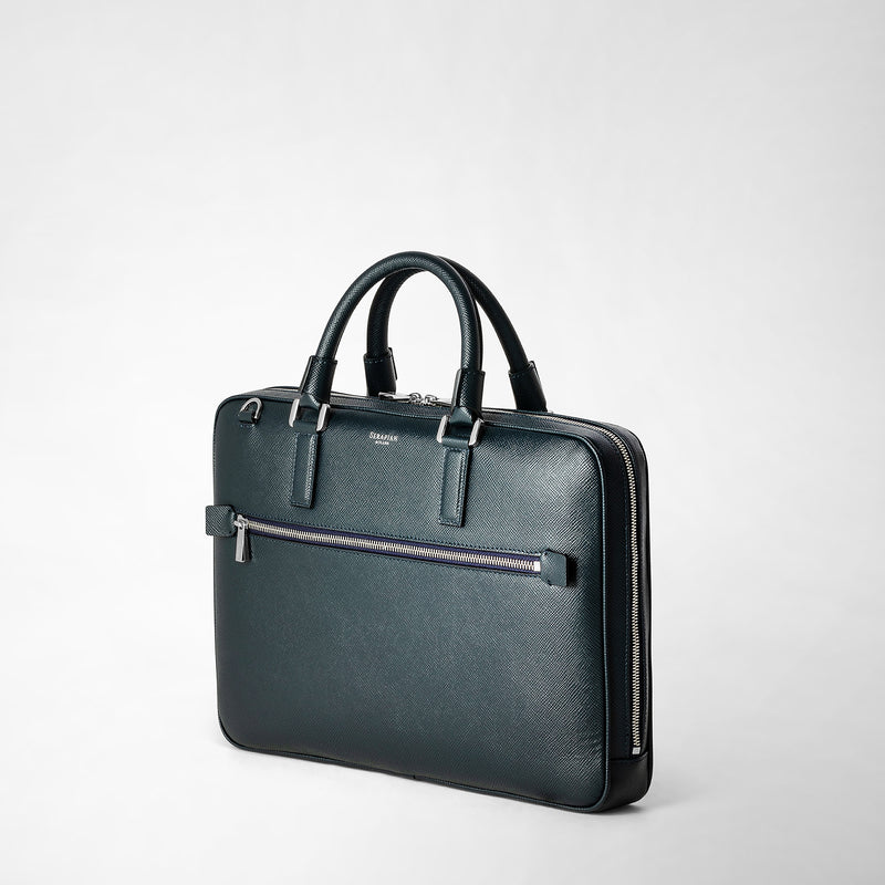 Serapian Borsa business extra slim in pelle evoluzione blu navy Presa