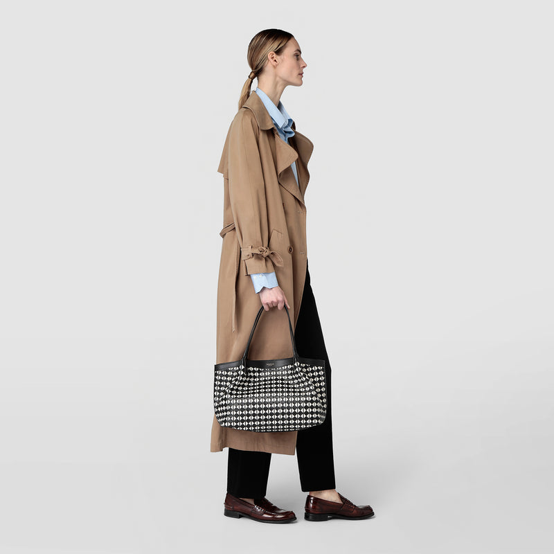 Serapian Tote bag secret piccola in mosaico nero-panna Economico
