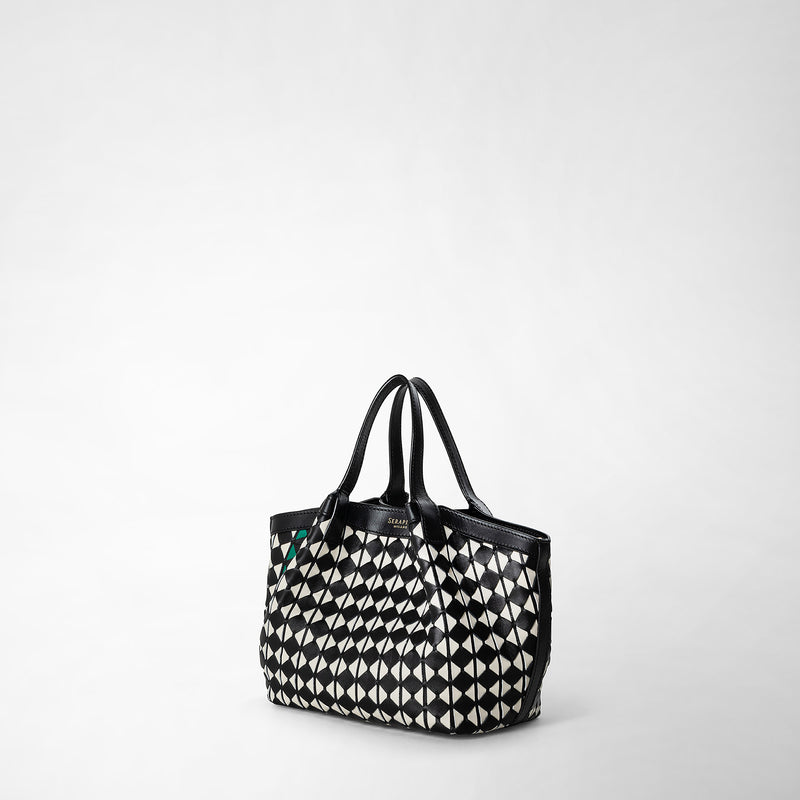 Serapian Borsa secret mini in mosaico nero-panna In Saldo