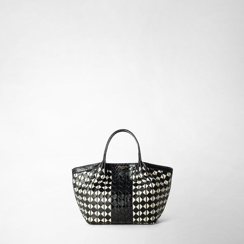 Serapian Mini secret bag mosaico elaphe black and off white Moda