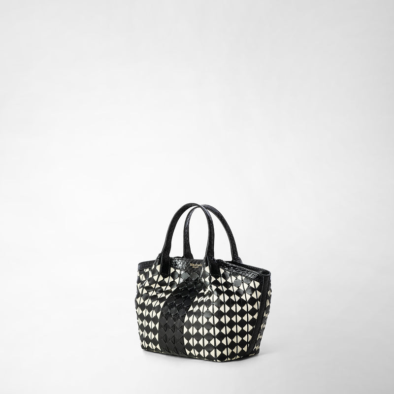 Serapian Mini secret bag mosaico elaphe black and off white Moda