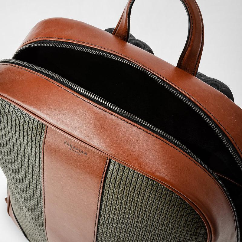 Serapian Backpack in stepan kaki and cuoio Italia