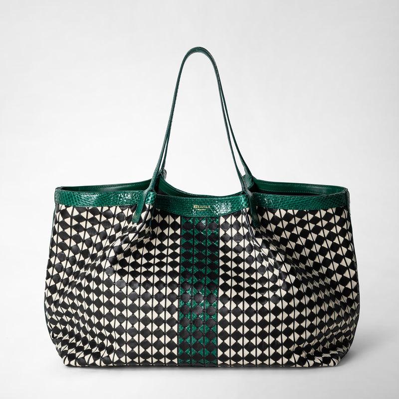 Serapian Secret tote bag mosaico elaphe black-white-emerald Trasporto libero internazionale