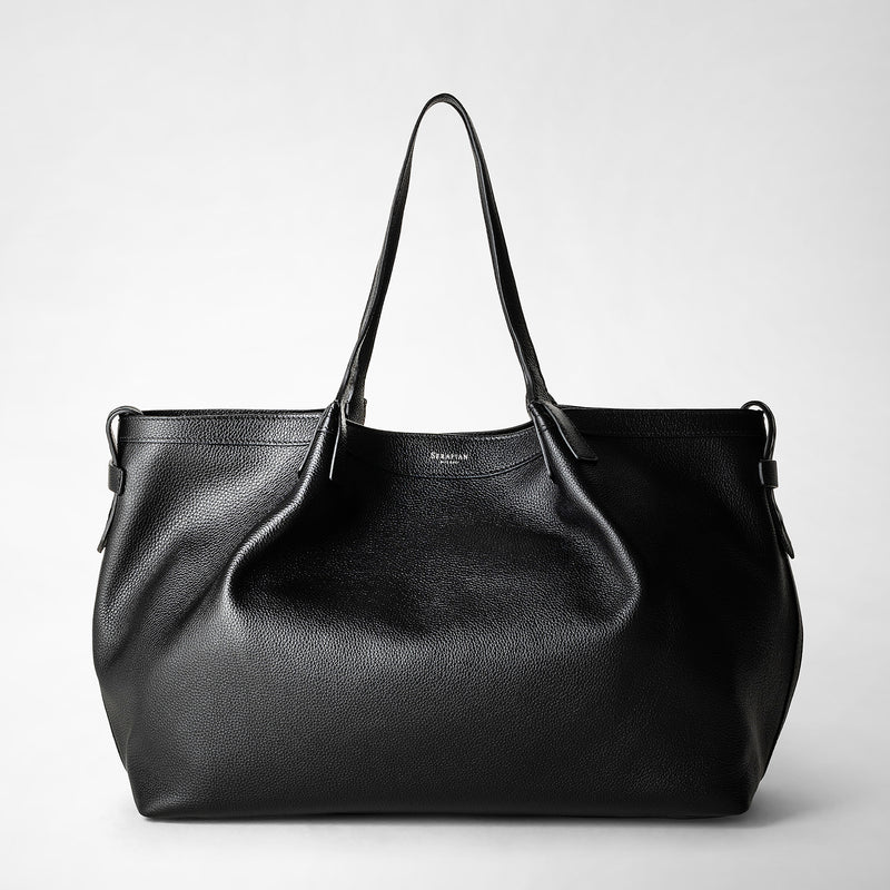 Serapian Tote bag secret in pelle rugiada nero Novità