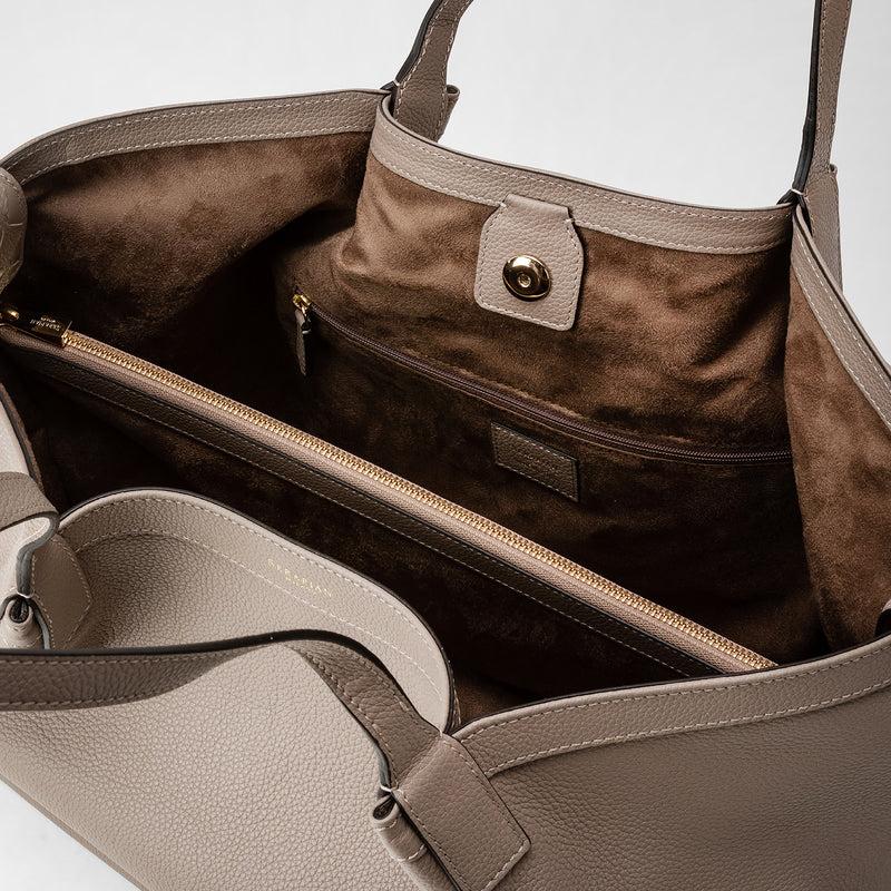Serapian Tote bag secret in pelle rugiada sahara Sconto