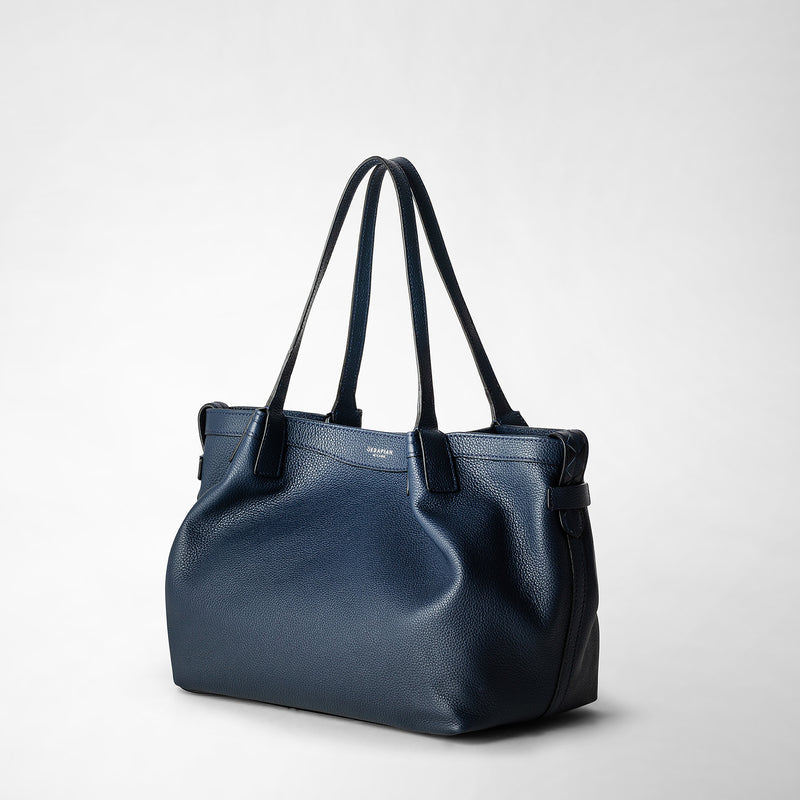 Serapian Tote bag secret piccola in pelle rugiada blu navy Online