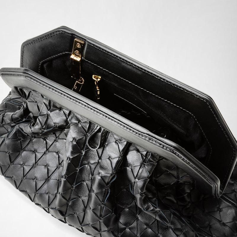 Serapian Clutch secret in mosaico nero Vendite Flash