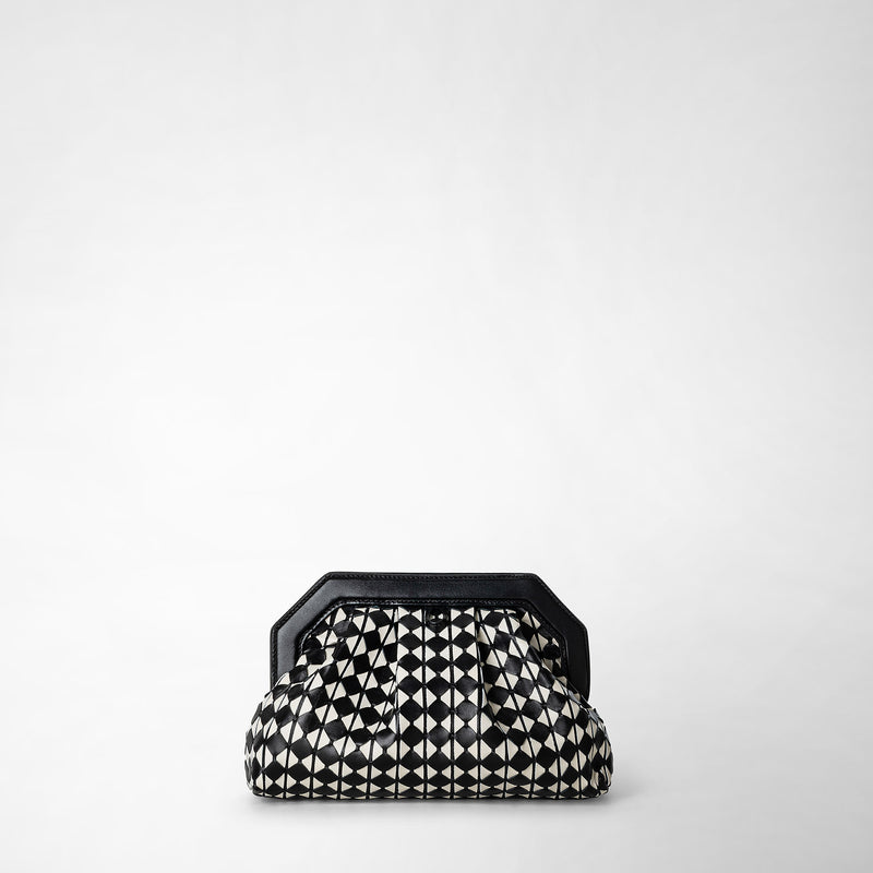 Serapian Clutch secret in mosaico nero-panna In Saldo