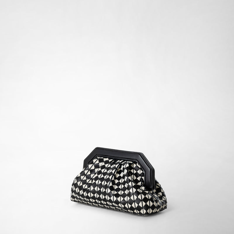 Serapian Clutch secret in mosaico nero-panna In Saldo