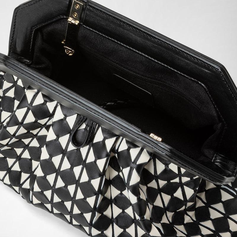 Serapian Clutch secret in mosaico nero-panna In Saldo