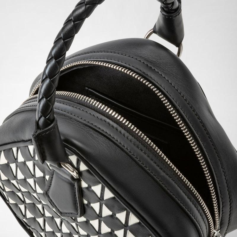 Serapian Borsa a mano petra in mosaico nero-panna Moda