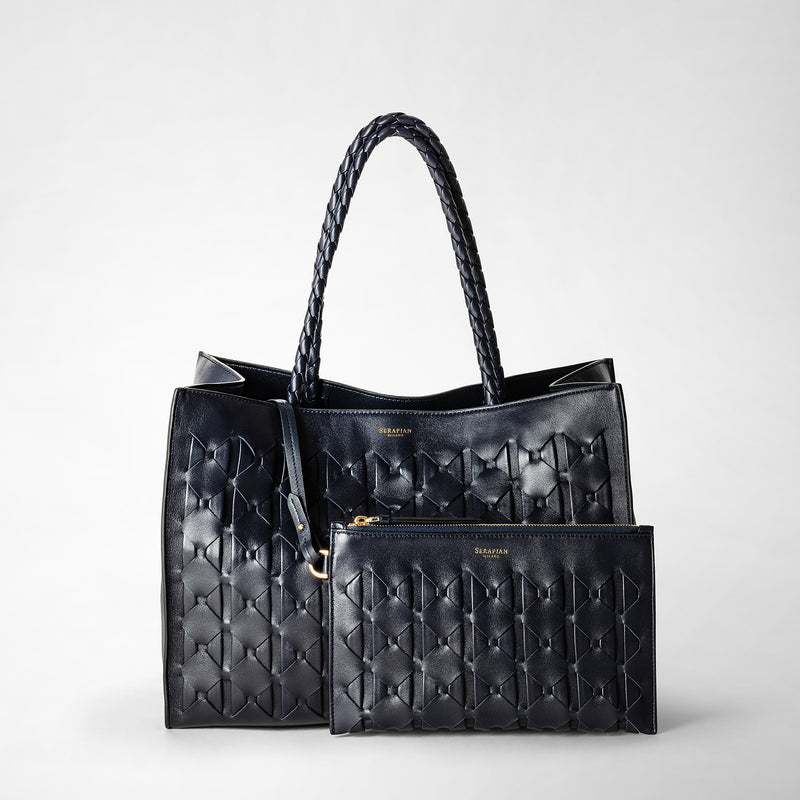 Serapian 1928 tote bag in mosaico midnight blue 2025