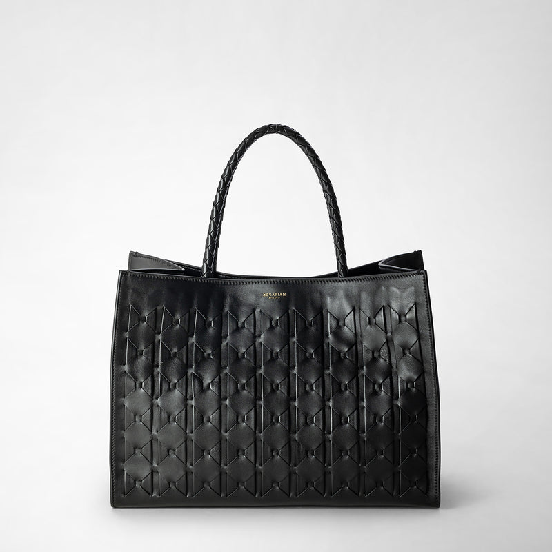 Serapian 1928 tote bag in mosaico black In Linea