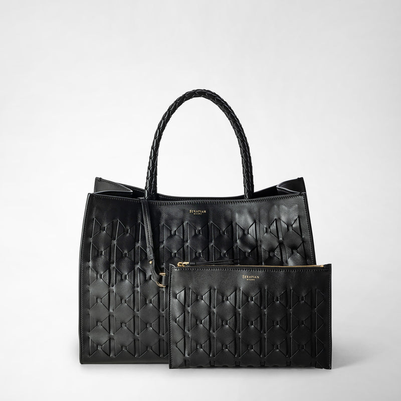 Serapian 1928 tote bag in mosaico black In Linea