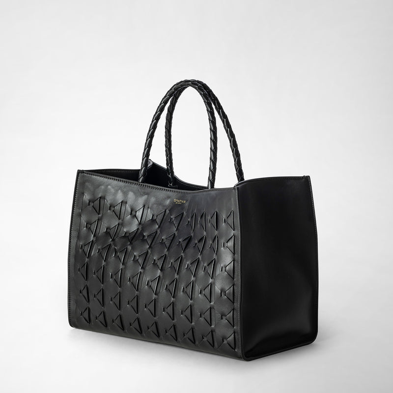 Serapian 1928 tote bag in mosaico black In Linea