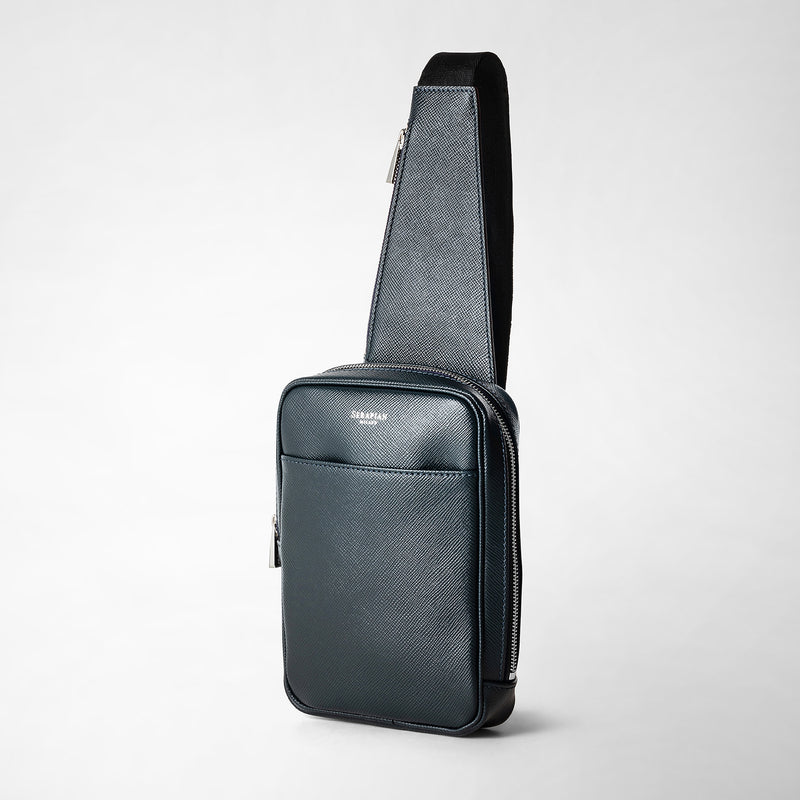 Serapian Zaino monospalla in pelle evoluzione blu navy Vendita
