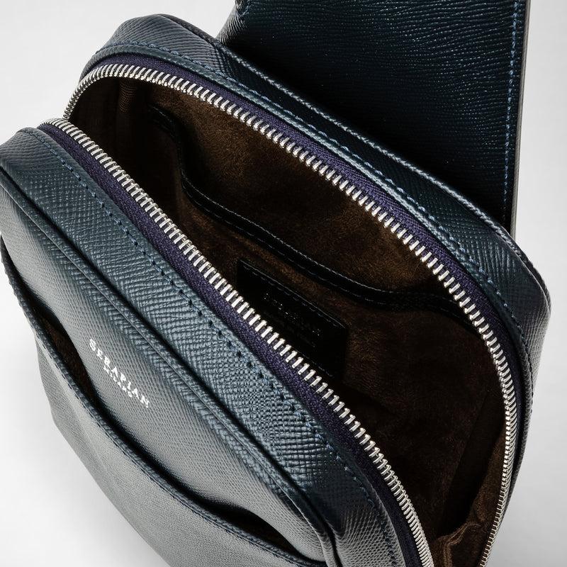 Serapian Zaino monospalla in pelle evoluzione blu navy Vendita