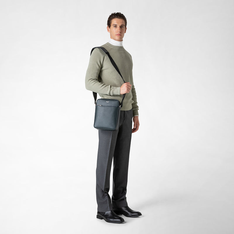 Serapian Tracolla north south in pelle evoluzione blu navy Qualità Garantita