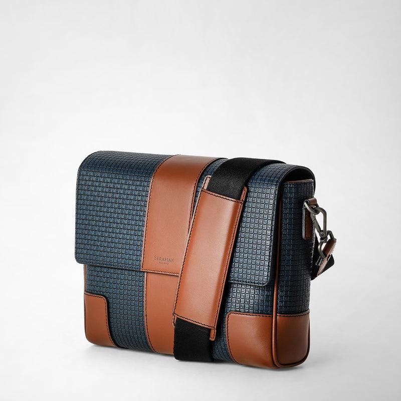 Serapian Borsa messenger con pattina in stepan 72 blu Promozione Limitata