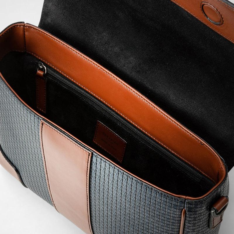 Serapian Borsa messenger con pattina in stepan 72 blu Promozione Limitata