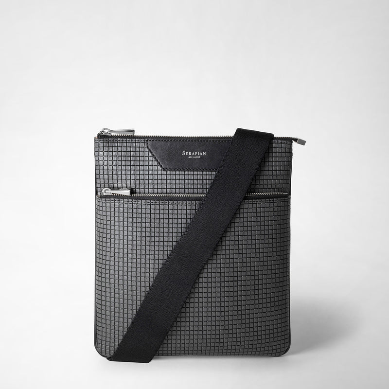Serapian Tracolla piatta in stepan asfalto-nero Shopping Online