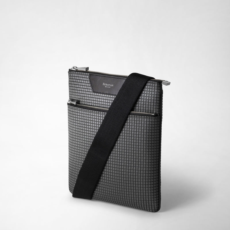 Serapian Tracolla piatta in stepan asfalto-nero Shopping Online